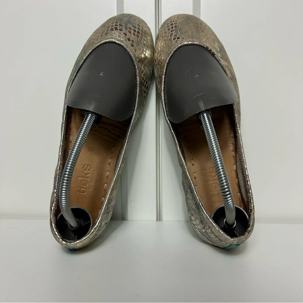 Tieks romantic blush Metallic silver Ballet Flats